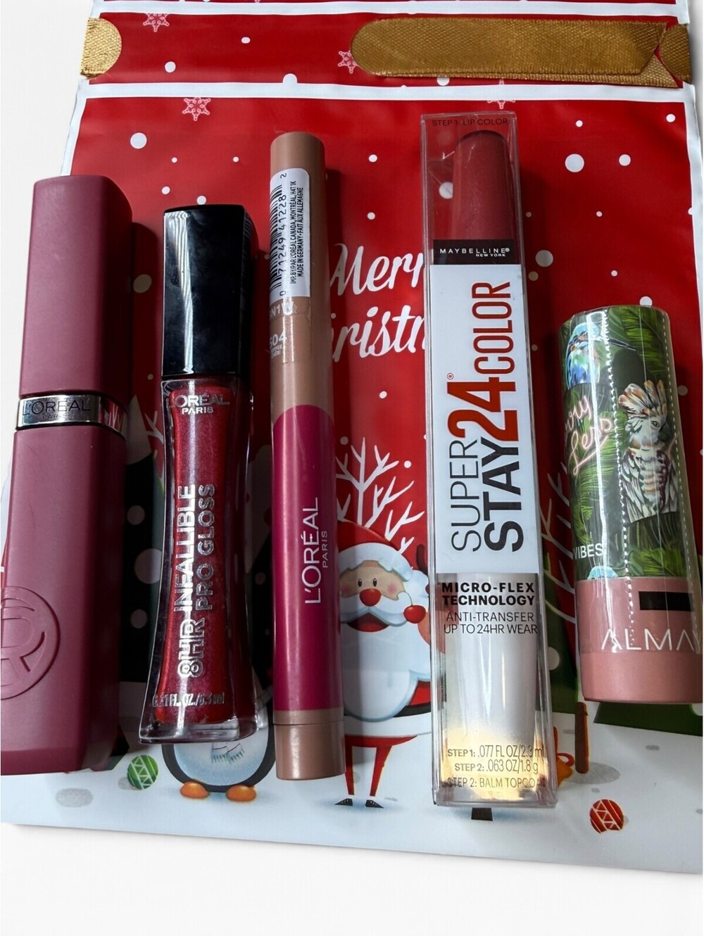 L’Oreal Maybelline Almay Lip Makeup 5pc Bundle Lipstick Gloss Crayon NEW